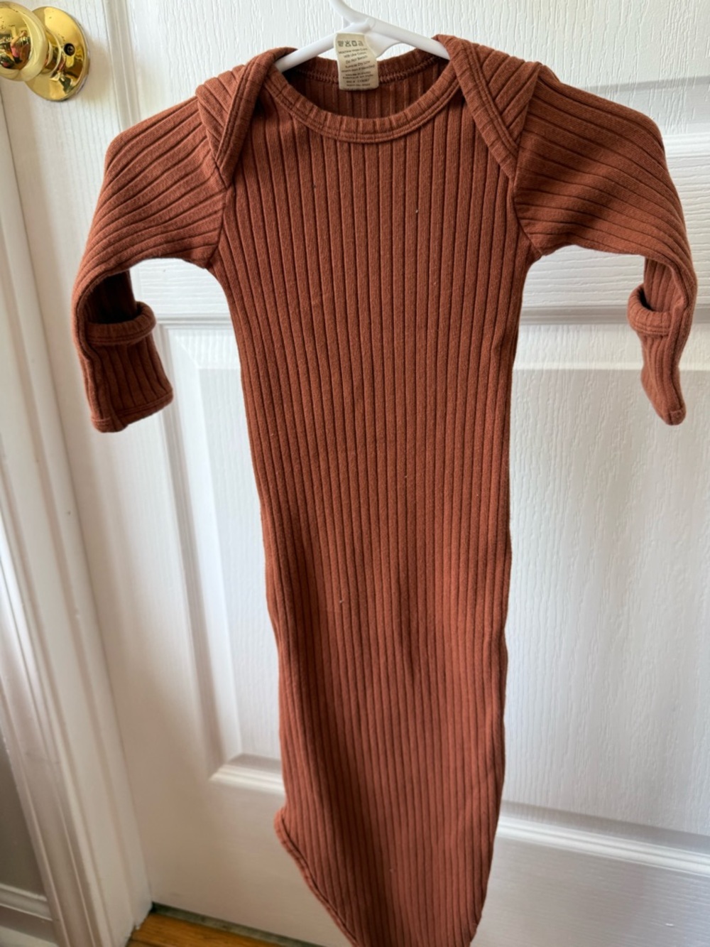 kate quinn Rust Ribbed Cotton Baby Gown